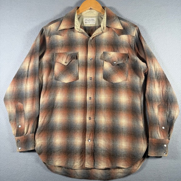 Pendleton Other - Pendleton High Grade Western Wear Mens M Wool Plaid Snap Button Flannel Shirt